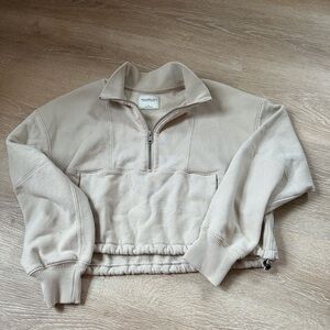 Abercrombie & Fitch Beige Zip-Up Fleece